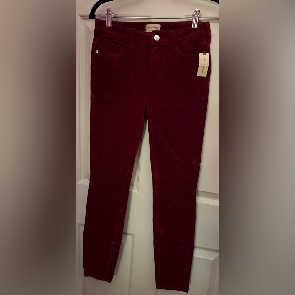 Pilcro Deep Red/Cranberry/Maroon Corduroy Skinny Pants